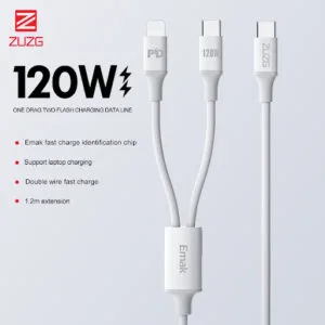 Cable ZUZG YP05 2IN1 Cable type C iPhone Blanc