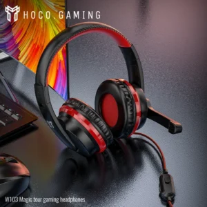 Casque Gaming Filaire avec Microphone 3.5 mm Hoco W103 noir et rouge