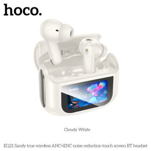 Écouteurs Bluetooth Sans fil à réduction de bruit ANC + ENC avec écran tactile LED HOCO EQ21- Blanc