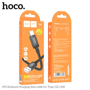 Cable USB to Type-C HOCO X91 (L=3M) - Noir