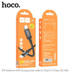 Cable Type-C to Type-C HOCO X91  PD 60W fast charge (L=3M) - Noir