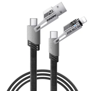 Câble 4-en-1 USB/Type-C vers Lightning/Type-C  4en1 65W REMAX RC-C189 1M Noir