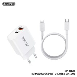 Chargeur Rapide 20 W A+C Avec Cable 30 W  C-C inclus  REMAX (RP-U120) - Blanc