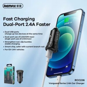 Chargeur Voiture 2,4 A 2 ports USB (RCC236 2U)-Noir