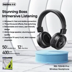 Casque sans fil Remax RB-725HB Pro Noir