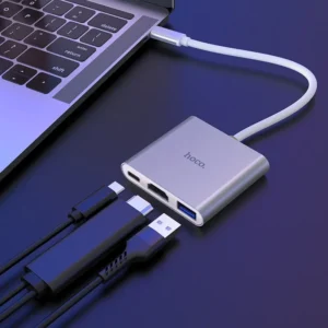 Cable adaptateur USB-C 3-en-1 HOCO HB14 Gris
