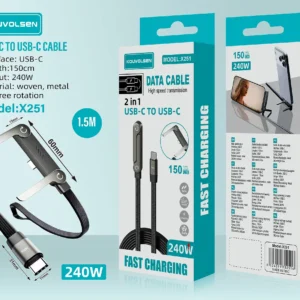 Câble KOUVOLSEN X251 USB-C vers USB-C 240W 1,5 m Gris