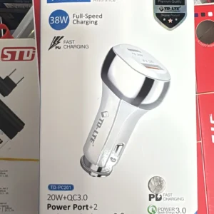 Chargeur voiture TD-LTE TD-PC201 PD + QC3.0 Blanc