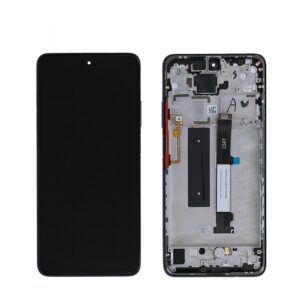 Écran tactile avec châssis compatible avec Xiaomi Redmi Note 9 Pro 5G – bleu azur