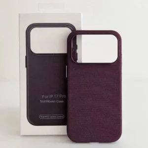 IPHONE 18 PRO / IPHONE 17 PRO COQUE MAGSAFE TISSAGE ROUGE CERISE
