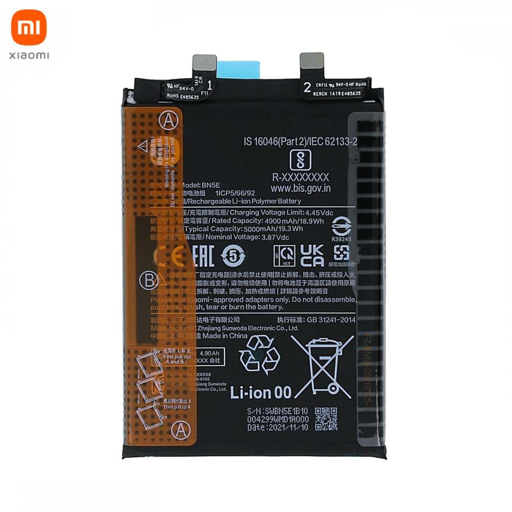 Batterie Originale Xiaomi Redmi Note 11 Pro 5G/Poco X4 Pro 5G/Redmi Note 12 Pro 4G 1330102000076B 46020000A2LM 46020000A41G 46020000CQ1G BN5E