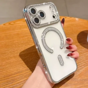 IPHONE 14 COQUE CONTOUR MAGSAFE STRAS ARGENT