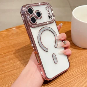 IPHONE 14 COQUE CONTOUR MAGSAFE STRAS ROSE