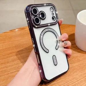 IPHONE 14 COQUE CONTOUR MAGSAFE STRAS VIOLET FONCE